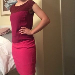 Pink color block midi dress